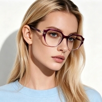 Monture de lunettes TR90 polygone irrégulier, verres optiques dégradés tendance, charnières métalliques décoratives, anti-lumière bleue, pour prescription