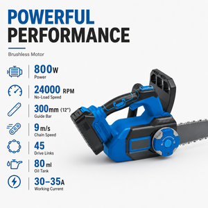 Sierra de cadena eléctrica sin escobillas de 800W y 12 pulgadas, herramienta sin accesorios con bloqueo de seguridad, compatible con la plataforma de baterías <span class=keywords><strong>Makita</strong></span>, <span class=keywords><strong>cortadora</strong></span> de <span class=keywords><strong>madera</strong></span> - Product Image 4