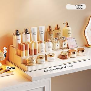 Étagère de rangement de bureau XL8184, style luxe léger, organisateur de produits de toilette pour salle de bain et chambre, étagère à cosmétiques rétractable pour coiffeuse - Product Image 6