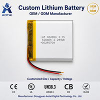 Batterie liquide haute efficacité 3,7 V 620 mAh 304550 à cathode ternaire, 500 cycles, pour cartes intelligentes à grande surface et appareils connectés