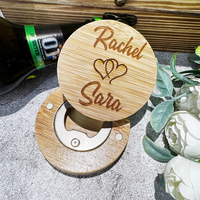 Sous-Verre en Bambou Personnalisé, Décapsuleur à Bière Magnétique en Bois, Porte-Clés pour Réfrigérateur, Décoration Ronde, Cadeaux de Mariage pour Invités