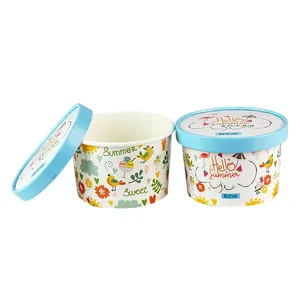 Индивидуальная чашка для замороженного йогурта, чашки для мороженого с личным логотипом, чашка для мороженого 12 унций с крышкой и ложкой