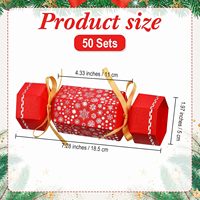 Lot de 50 boîtes de crackers de Noël rouges et vertes en forme de flocon de neige hexagonal, emballage cadeau pour bonbons avec ruban, décorations pour fêtes de fin d'année