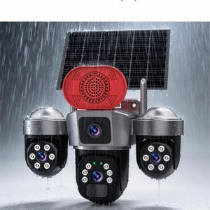 Caméra solaire à triple objectif avec klaxon d'alarme intégré, caméra de sécurité extérieure PTZ 360° couleur nuit, V380 Pro, surveillance de la ferme et du jardin - Product Image 6