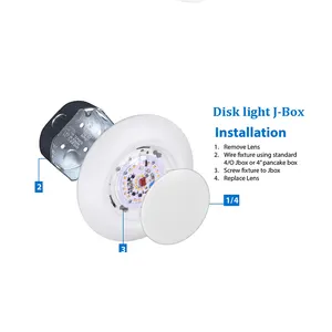 Disk Led Light Dimmable ETL 1200lm 120V 15W Retrofit 3000k 4000k 5000k 6 Inch Dimmable Led Disk Light Flush Mount Down Ceiling Led Disk Light