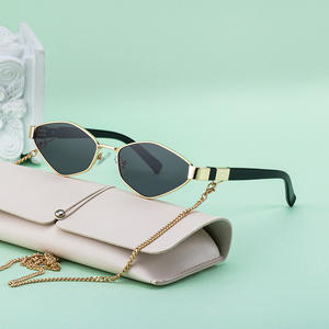 Gafas de sol Partagas Polygon con montura completa y cadena de aleación de cobre para mujer, estilo urbano - Product Image 2