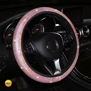 Elmas Glitter araba direksiyon kılıfı renkli sıcak damgalama iç halka elastik bant elastik kolu seti Mercedes Benz için