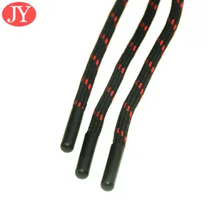 Jiayang Polyester colorful company promotion flat plastic shoelace aglets shoelace tips toggle