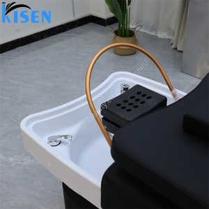 KISEN Équipement professionnel de salon : Lit de lavage capillaire chauffant à LED avec circulation d'eau et vapeur, Chaise de shampoing - Product Image 4