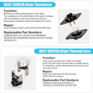 שדרוג גוף חימום ידני מאלומיניום DC97-14486A ל-DC96-00887A 0.8W 110V מתאים למייבשי סמסונג Dv45h7000ew/a2 - Product Image 6