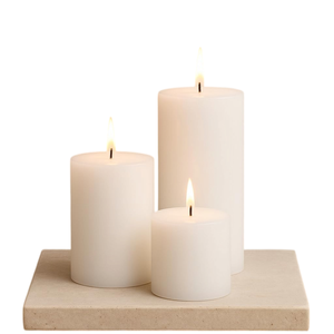 Paraffin Wax White Pillar <b>Candles</b> LED Flameless Remote Control <b>Large</b> Size No Scents for Weddings - Product Image 1