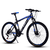 Vélo de montagne économique Delfi 24/27,5/29 pouces, frein à disque, pédale ordinaire, 21 vitesses, fourche en acier, jante en alliage d'aluminium, fourche à suspension