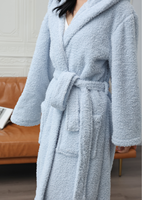 Peignoir de luxe en flanelle épaisse, doux et thermique, en polaire corail, long, avec capuche oreilles de lapin mignonnes, pour femme, automne-hiver