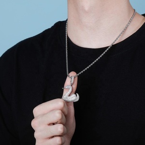 Nieuwe Hiphop Dier Slang Hanger Ketting Micro Pave Zirkonia Hanger Hiphop Mode Sieraden Cadeau Mannen Vrouwen Bling Sieraden - Product Image 4