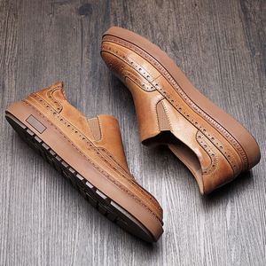 Men's Brogue Designed Trendy Other Upper Material Slip-On <b>Height</b> <b>Increasing</b> Autumn High Quality Outdoor Business Dress <b>Shoes</b> - Product Image 3