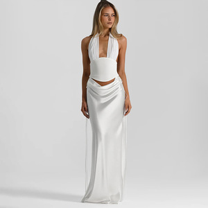 Vestido Maxi con Espalda Cruzada <span class=keywords><strong>de</strong></span> Encaje, Color Rosa Claro, Talla Grande, Vestidos Casuales <span class=keywords><strong>de</strong></span> Fábrica <span class=keywords><strong>de</strong></span> Ropa para Mujer Personalizados - Product Image 3
