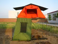 Tente de toit en aluminium double couche Capacité pour 2 personnes Camping familial Extérieur Toile fabriquée
