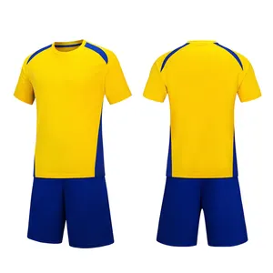 Neues 2024 personalisiertes individuelles neuestes Design blanko gelb blau Fußballtrikot Trikot tragen Herren Fußball-Anzug