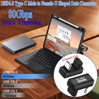 Adaptateur de données USB4.0 PD240W à charge rapide, connecteur en U, 80 Gbps, Type C mâle vers femelle, convertisseur USB C multifonctionnel, 8K UHD