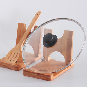 Soporte para tapas de ollas de bambú con almacenamiento magnético para tapas, estante de cocina para utensilios de cocina y tabla de cortar, diseño multifuncional - Product Image 1