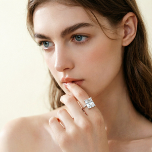 Jewelry Supplier Customizable S925 <b>Silver</b> Emerald Cut Zircon <b>Ring</b> Party Fashion Ladies Promise Wedding Anniversary Gift Rhodium - Product Image 6
