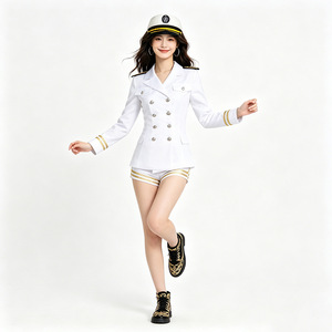 Uniforme de Marinero Estilo Marinero Blanco, Disfraz de Cosplay para Grupo Femenino, Traje para Actuación en Escenario con Sombrero - Product Image 2