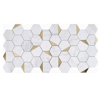 Panneaux de mosaïque hexagonaux modernes pour acheteurs, en marbre naturel poli de couleur naturelle, pour les murs et les sols intérieurs, artisanat coloré