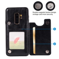 Porte-cartes à rabat en cuir PU pour Samsung Galaxy S10 S9 S8 S7 / S10 S9 S8 Plus / S10e S7 edge