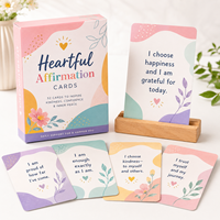 Jeu de cartes d'affirmation, boîte en carton de haute qualité, cartes flash, impression personnalisée, jeux de cartes portables avec porte-cartes en bois