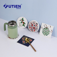 Sous-verres et sets de table absorbants en céramique Jutien Design pour table à manger, dessous de plat en liège et dessous de plat en céramique absorbante