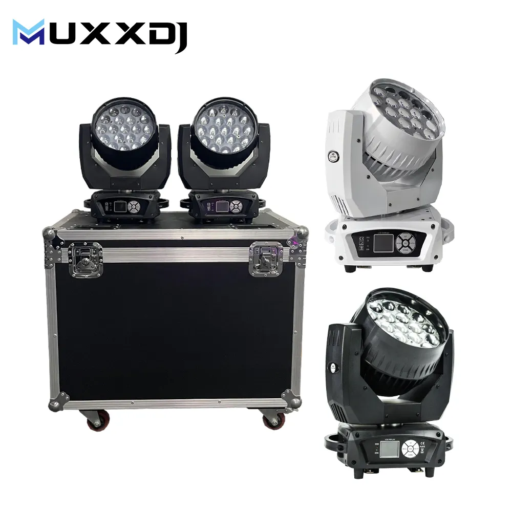 Muxxdj Aura 19x15w RGBW 4in1 DMX Led Lights Zoom Stage Lighting Moving Head Wash Light for disco Bar DJ