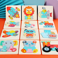 Rompecabezas de madera 3D personalizables CE CPC al por mayor, juguete Montessori, juguete de interacción entre padres e hijos, rompecabezas de dibujos animados para niños