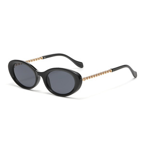 Jamie Z2420 <b>Small</b> Oval <b>Sunglasses</b> Black Plastic Metal <b>Frame</b> UV400 Protection Unisex Travel Style - Product Image 1