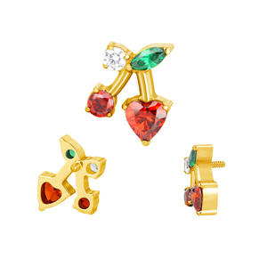 <span class=keywords><strong>Piercing</strong></span> Sieraden Kersen Vorm <span class=keywords><strong>Labret</strong></span> 16G Neus Ring Spiraal Oorbellen Titanium Verguld Astm F136 Zirkoon - Product Image 2