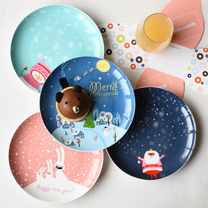 Assiettes en céramique de Noël, assiettes à steak dessinées à la main, assiettes à fruits et légumes, assiettes occidentales en porcelaine fine - Product Image 1