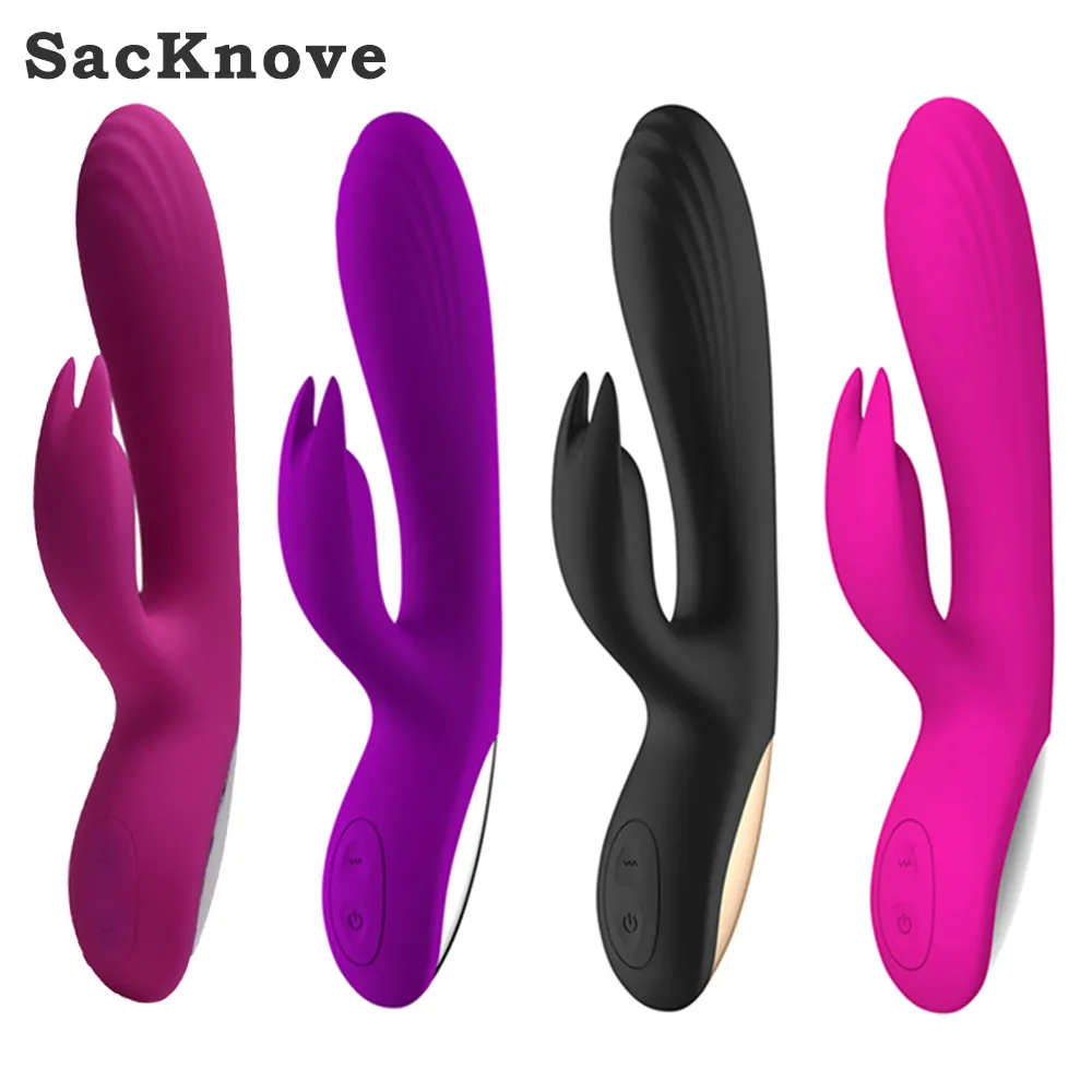 SacKnove 10 Speed Wholesale Hot USB Charger Heated Silicone Electric G Spot Dildo Massager Vibrator Rabbit for Women Sex Toys
