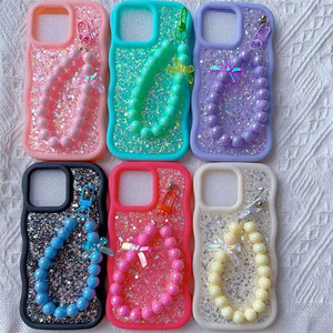 Coque de téléphone portable en TPU acrylique avec design créatif à paillettes et diamants, style grande vague, pour iPhone 6 7 8 Plus X Xr Xs Max - Product Image 1