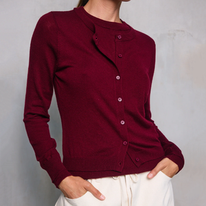 Cardigan con bottone asimmetrico <span class=keywords><strong>bordeaux</strong></span> a manica lunga maglione Slim-Fit lavorato a <span class=keywords><strong>maglia</strong></span> per l'eleganza Casual da ufficio - Product Image 1