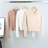Nouveau cardigan en tricot à fermeture éclair et revers pour femme, mode française, printemps et automne