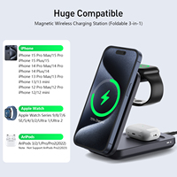 Station de charge sans fil multifonctionnelle 3 en 1 2024, charge rapide portable, support de téléphone portable pliable, lampe magnétique