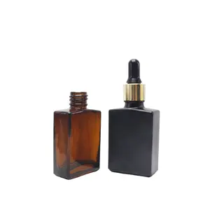 1 盎司方形琥珀黑色玻璃喷雾瓶用于香水精油发油化妆品瓶包装 GB-132B