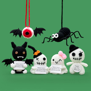 Muñeco de Peluche de Fantasma de Halloween Tejido a Mano, Lindo Muñeco de Peluche de Pequeño Ceñador con Sombrero de Bruja, Emocional, para Niños y Adultos, Regalo al por Mayor - Product Image 2