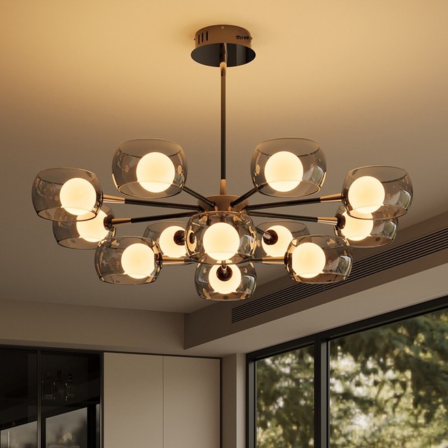 Italian-style Light Luxury Iron Glass Branch Chandelier High-End Elegant Designer Simple Modern Art LED Living Room Light