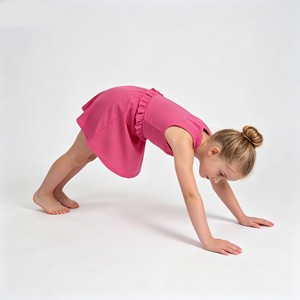 Ropa Deportiva para Niñas al por Mayor, Lista para Enviar, Vestido Deportivo Elástico sin Mangas Rosa Intenso para Niñas Pequeñas de Verano - Product Image 2