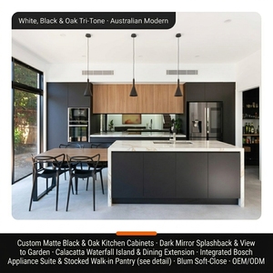 Refor Australia - Gabinetes de Cocina Modernos de Madera de Roble con Acabado Blanco Brillante de Alta Calidad y Lujo, Personalizados en Negro - Product Image 1