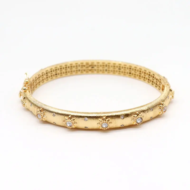 Arabic Gold Bangle Silver 18K Gold Plated BANGLES Bracelets  Bangles Trendy Geometric 10 Grams 24 Carat Claw Setting