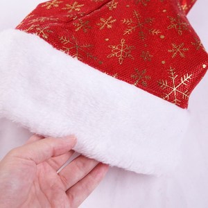 Chapeaux de père noël grille rouge en gros épaississement or neige motif père noël chapeau de noël - Product Image 2