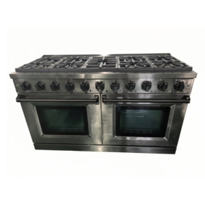 60 In. 9.2 Cu. Ft. 10 Burner Gas Cooktop and Convection Oven in <b>Black</b> PVD Coated Stainless Steel & Triple Layer Glass <b>Door</b> - Product Image 1