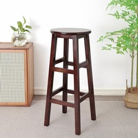 Tabouret haut en bois massif pour bar et cuisine - Option de siège polyvalente pour différents environnements, facile à assortir à n'importe quel décor