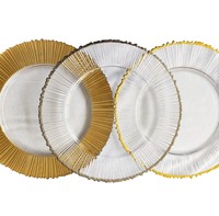 Assiettes de présentation et plats en verre plaqué or de 13 pouces pour fêtes et mariages